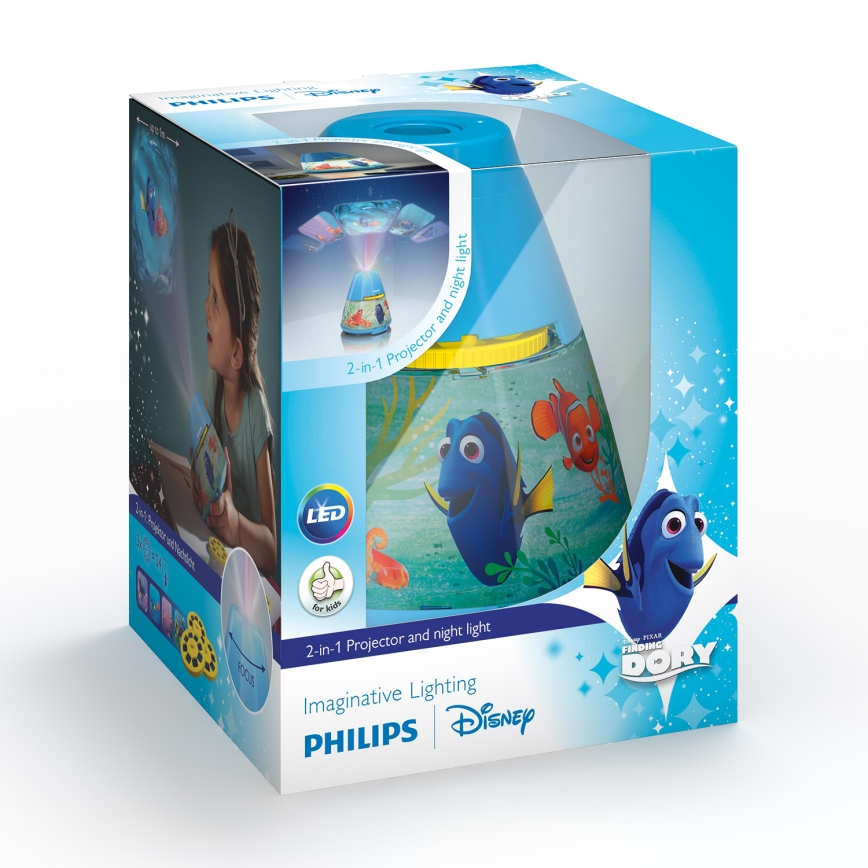 Philips 71769/90/16 - LED Projetor de criança DISNEY DORY LED/0,1W/3xAAA