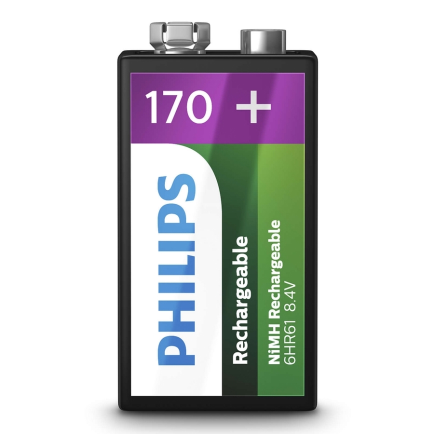 Philips 9VB1A17/10 - Pilha recarregável MULTILIFE NiMH/9V/170 mAh