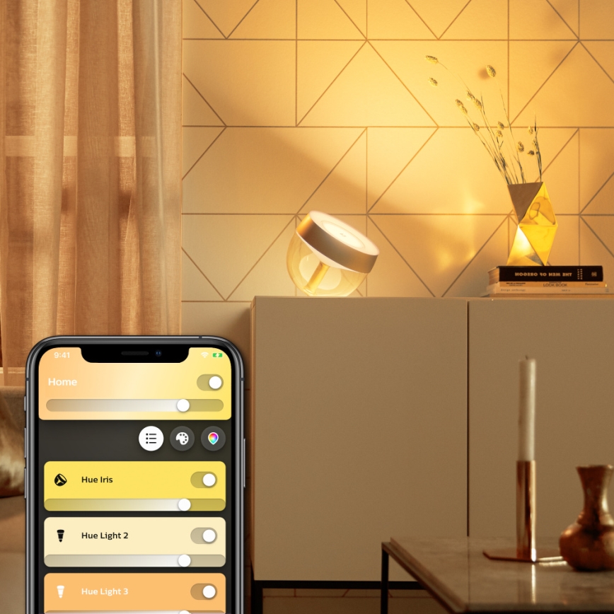 Philips - Candeeiro de mesa LED RGB com regulação Hue IRIS LED/10W/230V 2000-6500K dourado