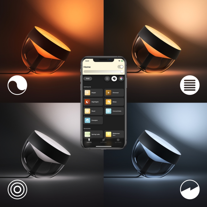 Philips - Candeeiro de mesa LED RGB com regulação Hue IRIS LED/10W/230V 2000-6500K preto
