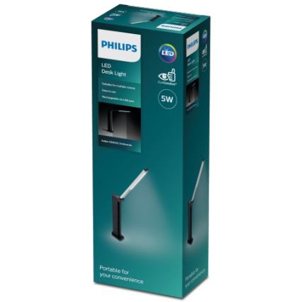 Philips - Candeeiro de mesa táctil LED com regulação AMBER LED/5W/5V preto