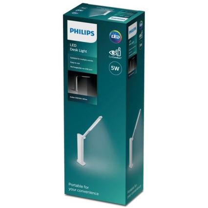 Philips - Candeeiro táctil de mesa LED com regulação AMBER LED/5W/5V branco