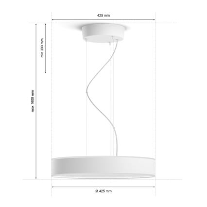 Philips - Candelabro suspenso LED com regulação Hue LED/33,5W/230V 2200-6500K branco + controlo remoto