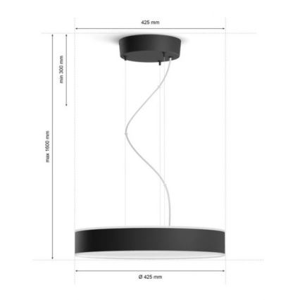 Philips - Candelabro suspenso LED com regulação Hue LED/33,5W/230V 2200-6500K preto + controlo remoto