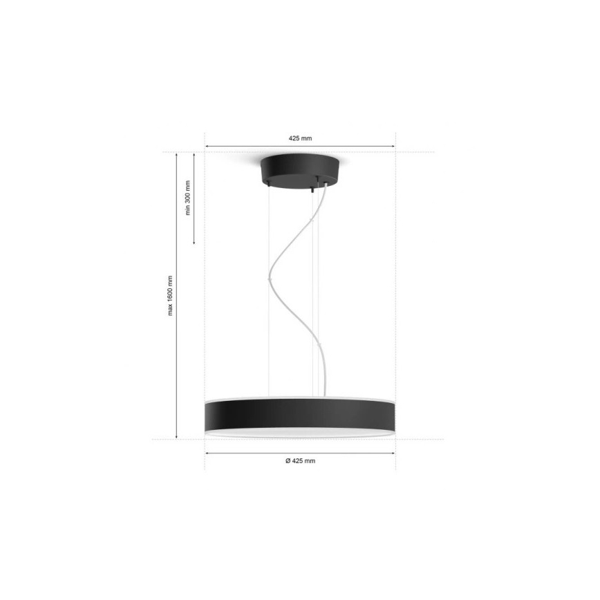 Philips - Candelabro suspenso LED com regulação Hue LED/33,5W/230V 2200-6500K preto + controlo remoto