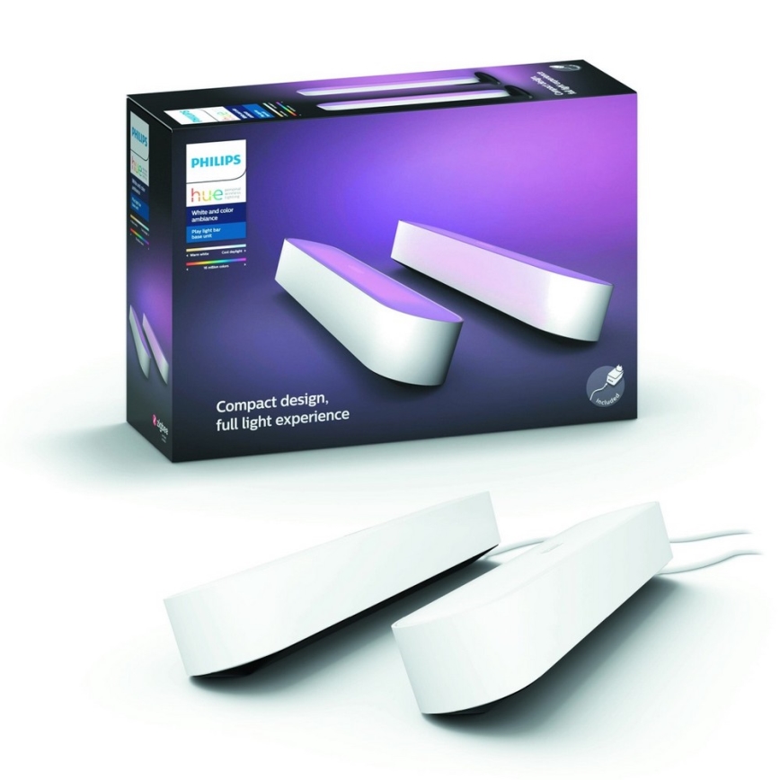 Philips - CONJUNTO 2x Candeeiro de mesa LED RGB com regulação Hue PLAY LED/6W/230V branco