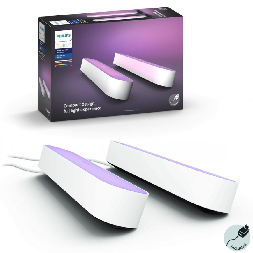Philips - CONJUNTO 2x Candeeiro de mesa LED RGB com regulação Hue PLAY LED/6W/230V branco