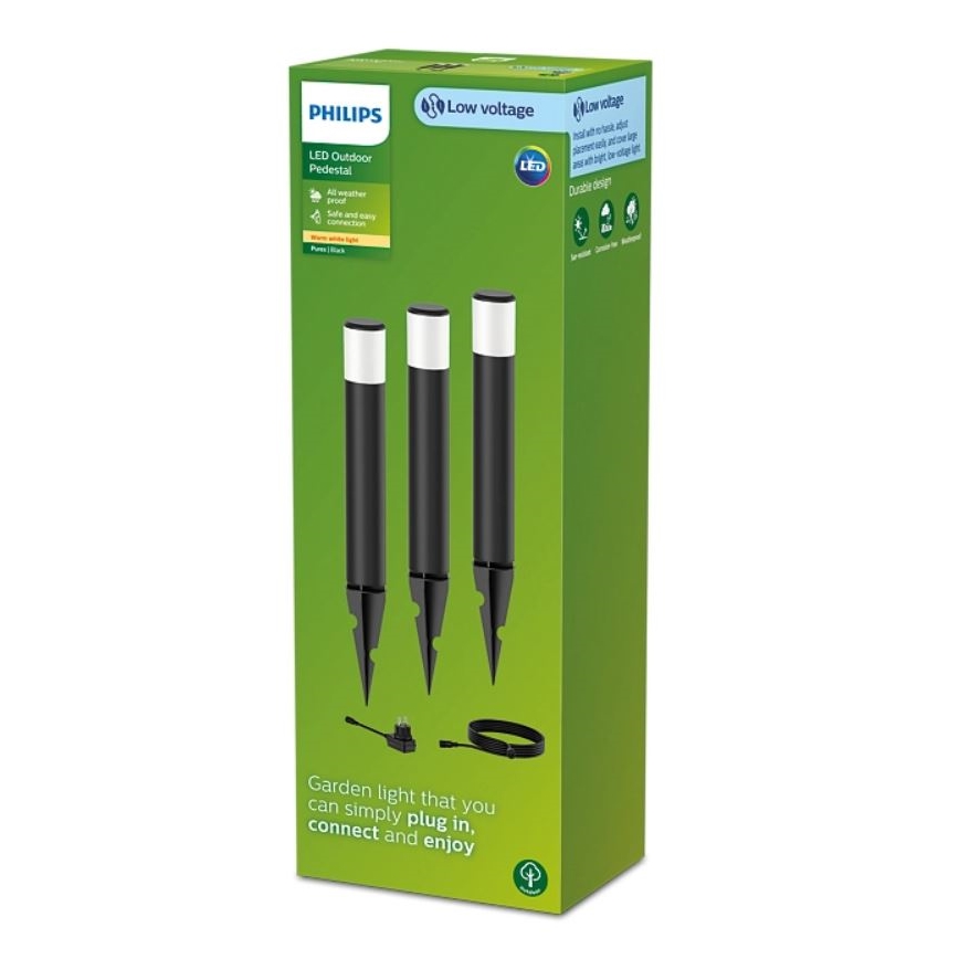 Philips - CONJUNTO 3x Candeeiro exterior LED PUREX LED/1,5W/24/230V IP44