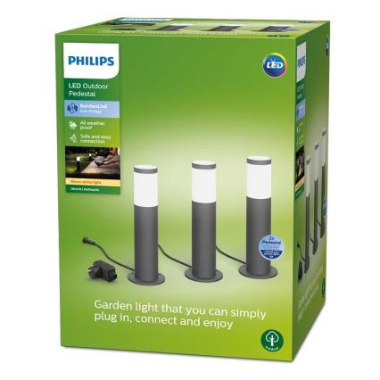 Philips - CONJUNTO 3x Candeeiro exterior LED GARDENLINK LED/24W/230V 2700K IP44
