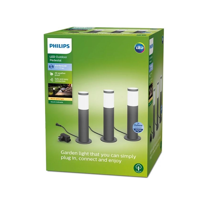 Philips - CONJUNTO 3x Candeeiro exterior LED GARDENLINK LED/24W/230V 2700K IP44