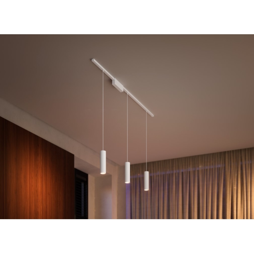 Philips - CONJUNTO 3x Candelabro suspenso para sistema de carril LED RGB com regulação Hue PERIFO LED RGB/15,6W/230V 2000-6500K