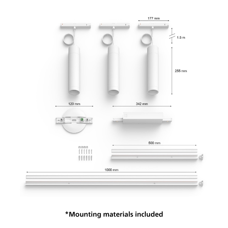 Philips - CONJUNTO 3x Candelabro suspenso para sistema de carril LED RGB com regulação Hue PERIFO LED RGB/15,6W/230V 2000-6500K