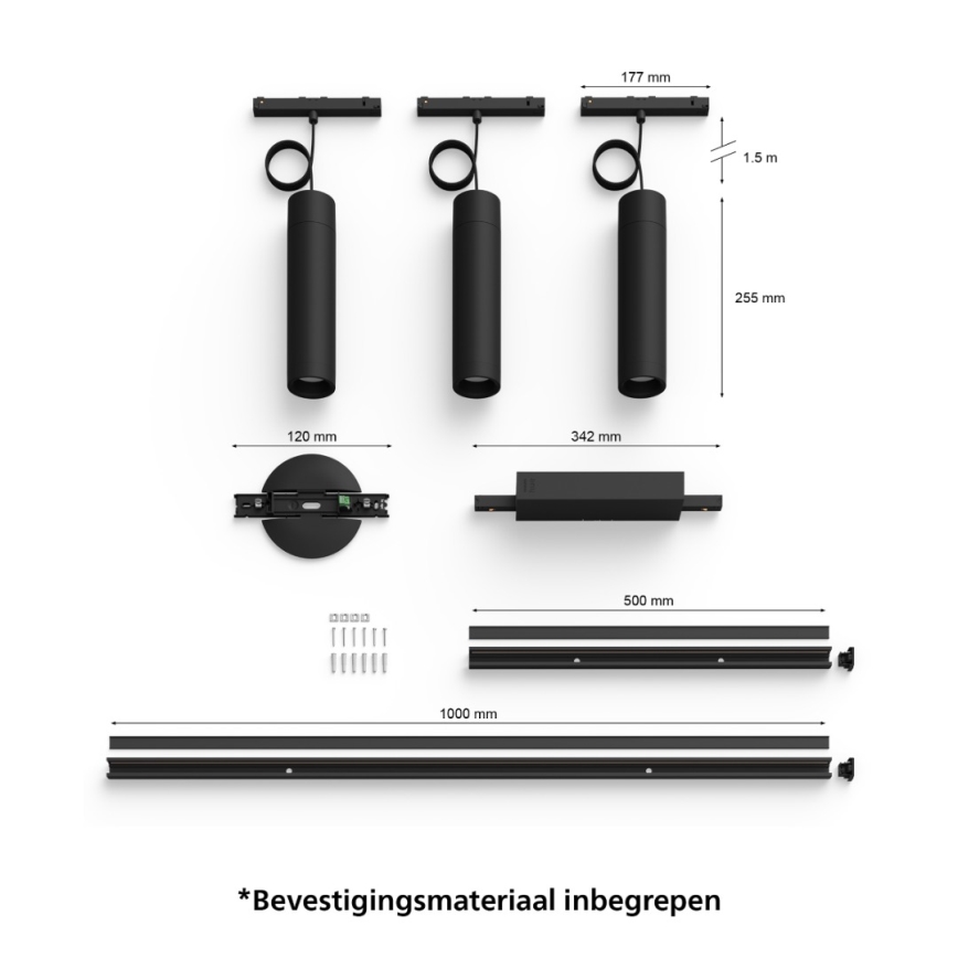 Philips - CONJUNTO 3x Candelabro suspenso para sistema de carril LED RGBW com regulação Hue PERIFO LED/15,6W/230V 2000-6500K