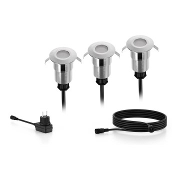 Philips - CONJUNTO 3x Foco de encastrar exterior LED SPORE LED/1W/24/230V IP67