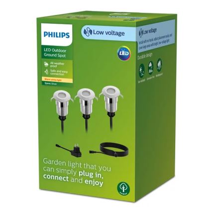 Philips - CONJUNTO 3x Foco de encastrar exterior LED SPORE LED/1W/24/230V IP67