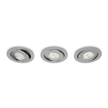 Philips - CONJUNTO 3x Foco de encastrar LED com regulação/4,5W/230V