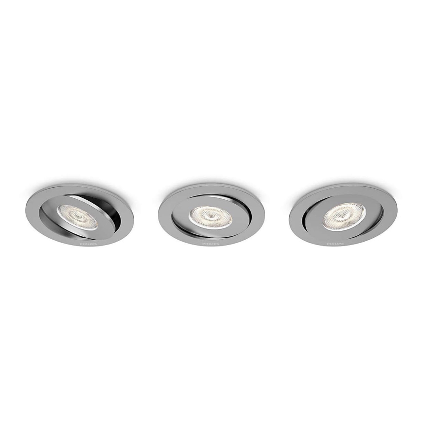 Philips - CONJUNTO 3x Foco de encastrar LED com regulação/4,5W/230V