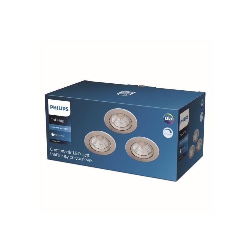 Philips - CONJUNTO 3x Foco de encastrar LED com regulação LED/5,5W/230V 2700K
