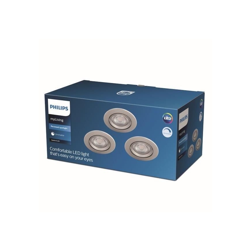 Philips - CONJUNTO 3x Foco de encastrar LED com regulação LED/5W/230V 2700K