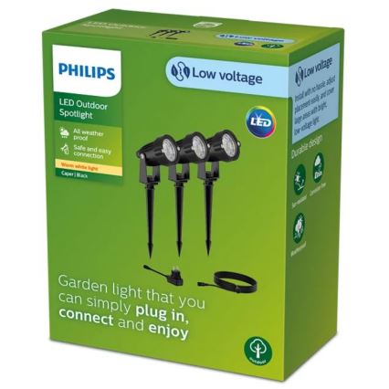 Philips - CONJUNTO 3x Foco exterior LED CASPER LED/1,5W/24/230V IP44