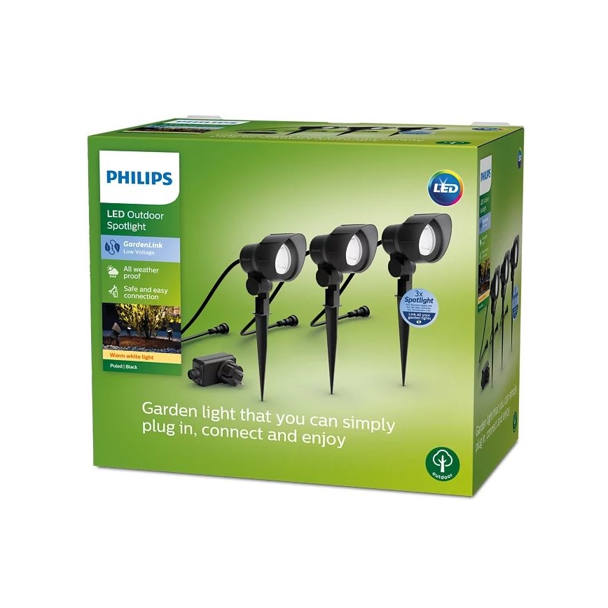 Philips -CONJUNTO 3x Foco exterior LED LED/6W/230V 2700K IP44