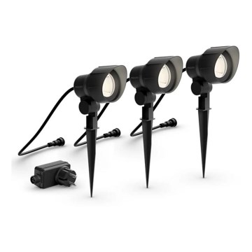 Philips -CONJUNTO 3x Foco exterior LED LED/6W/230V 2700K IP44