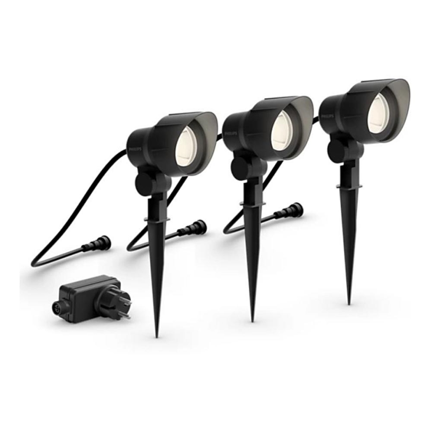 Philips -CONJUNTO 3x Foco exterior LED LED/6W/230V 2700K IP44
