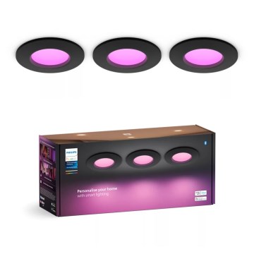 Philips - CONJUNTO 3x Focos de encastrar LED RGBW para casa de banho com regulação Hue SLIM LED/8,3W/230V IP44 2000-6500K