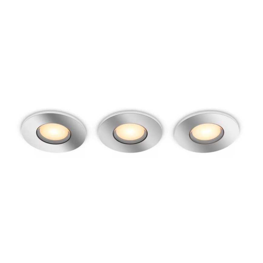 Philips - CONJUNTO 3x Focos LED embutidos para casa de banho LED com regulação Hue ADORE BATHROOM 1xGU10/4,2W/230V 2200-6500K IP44