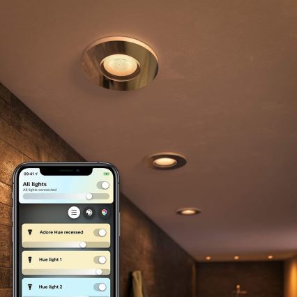 Philips - CONJUNTO 3x Iluminação de casa de banho LED com regulação Hue ADORE 1xGU10/5W/230V IP44 + CR