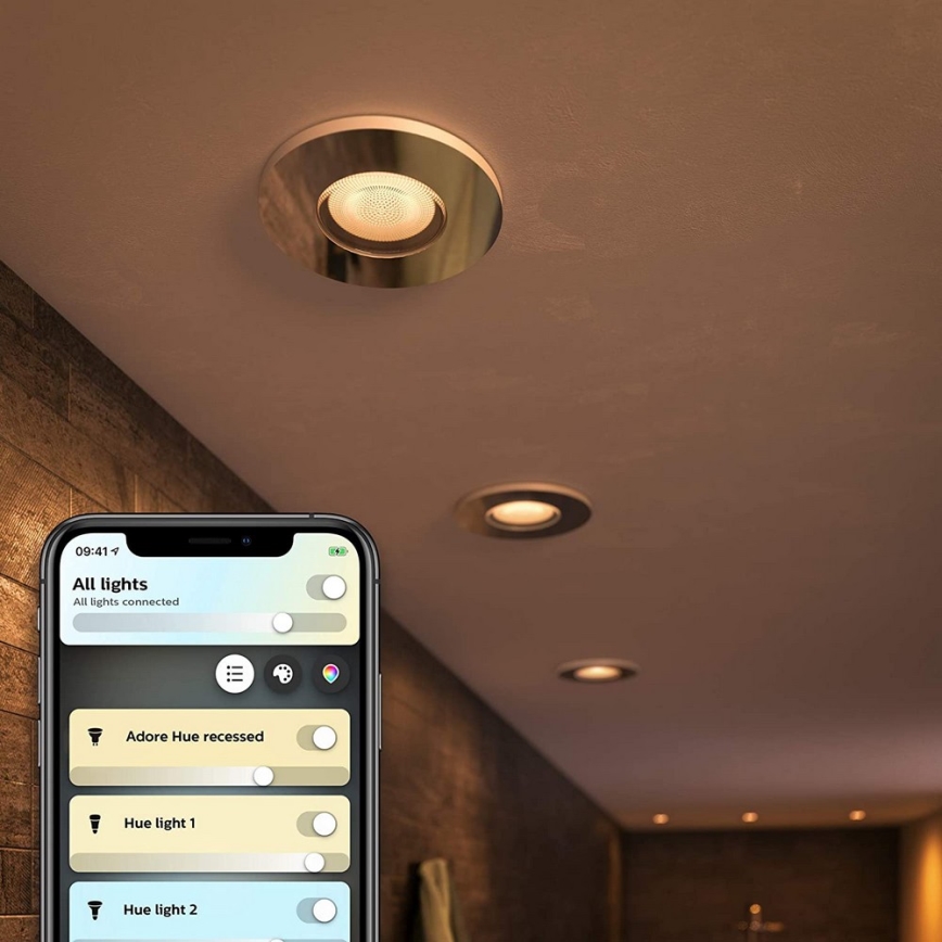 Philips - CONJUNTO 3x Iluminação de casa de banho LED com regulação Hue ADORE 1xGU10/5W/230V IP44 + CR