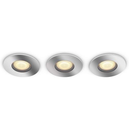 Philips - CONJUNTO 3x Iluminação de casa de banho LED com regulação Hue ADORE 1xGU10/5W/230V IP44 + CR