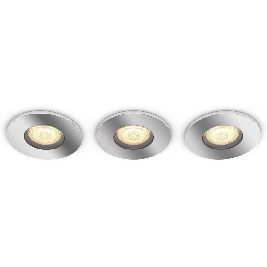 Philips - CONJUNTO 3x Iluminação de casa de banho LED com regulação Hue ADORE 1xGU10/5W/230V IP44 + CR