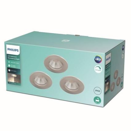 Philips - CONJUNTO 3x Iluminação de casa de banho LED com regulação LED/5,5W/230V 2700K IP65