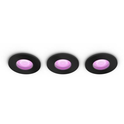 Philips-CONJUNTO 3x Iluminação embutida de casa de banho LED RGBW com regulação Hue XAMENTO 1xGU10/5,7W/230V