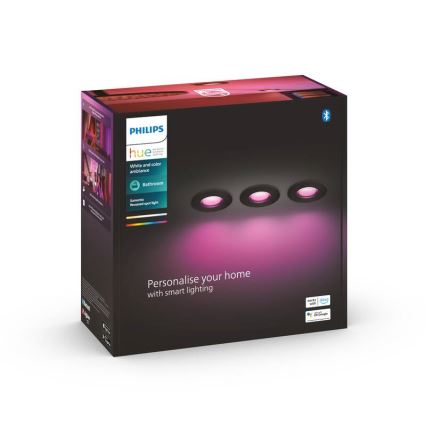Philips-CONJUNTO 3x Iluminação embutida de casa de banho LED RGBW com regulação Hue XAMENTO 1xGU10/5,7W/230V