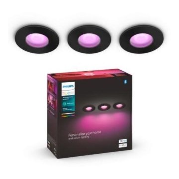 Philips-CONJUNTO 3x Iluminação embutida de casa de banho LED RGBW com regulação Hue XAMENTO 1xGU10/5,7W/230V