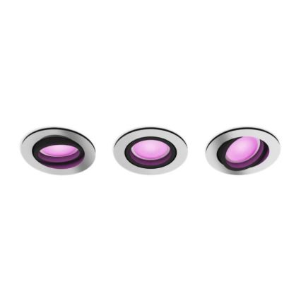 Philips - CONJUNTO 3x Iluminação embutida LED RGB com regulação Hue CENTURA 1xGU10/5,7W/230V 2000-6500K