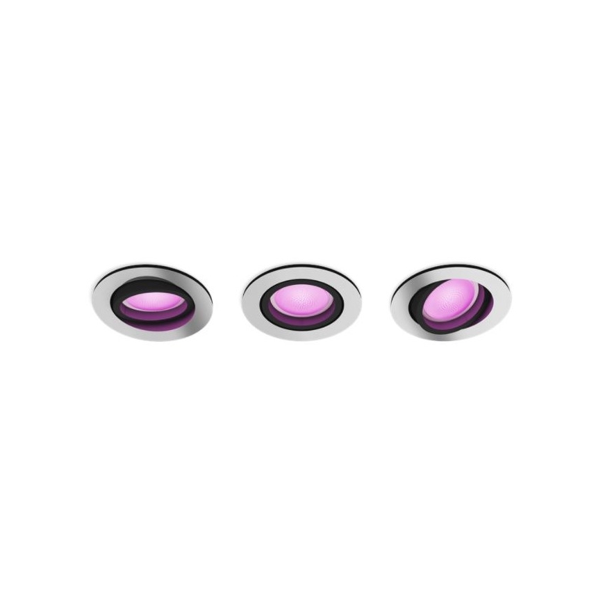 Philips - CONJUNTO 3x Iluminação embutida LED RGB com regulação Hue CENTURA 1xGU10/5,7W/230V 2000-6500K
