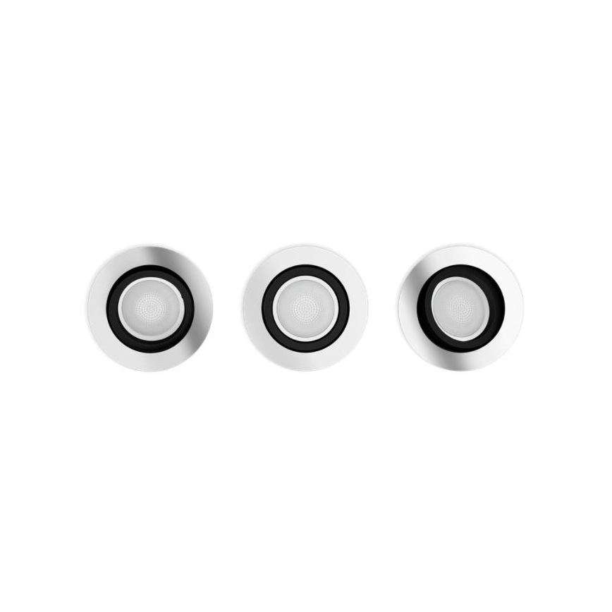 Philips - CONJUNTO 3x Iluminação embutida LED RGB com regulação Hue CENTURA 1xGU10/5,7W/230V 2000-6500K