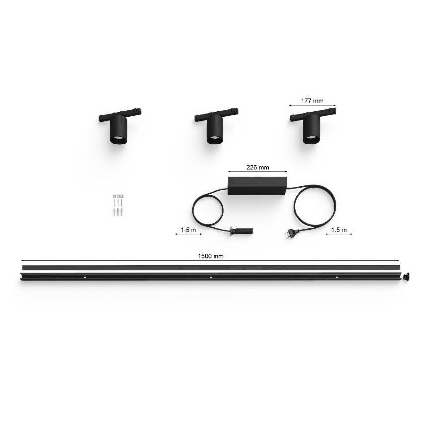 Philips- CONJUNTO 3x Iluminação para sistema de carril LED RGB com regulação Hue PERIFO LED RGB/15,6W/230V 2000-6500K