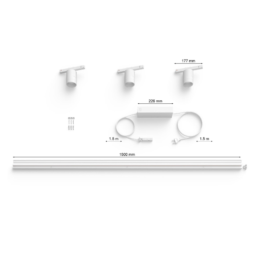 Philips- CONJUNTO 3x Iluminação para sistema de carril LED RGB com regulação Hue PERIFO LED RGB/15,6W/230V 2000-6500K