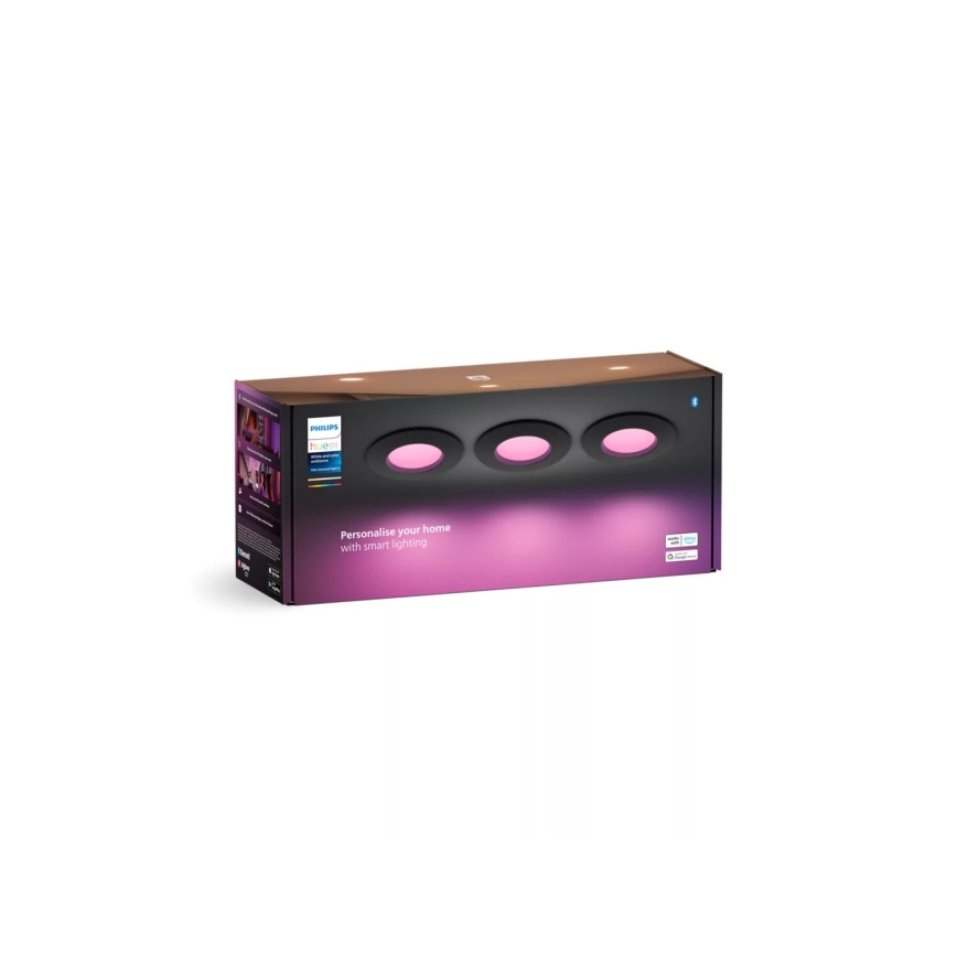 Philips - CONJUNTO 3x Focos de encastrar LED RGBW para casa de banho com regulação Hue SLIM LED/8,3W/230V IP44 2000-6500K