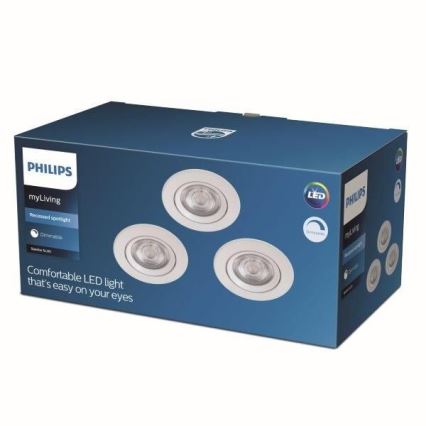Philips - 3x Luz de escurecimento LED LED/5W/230V 2700K