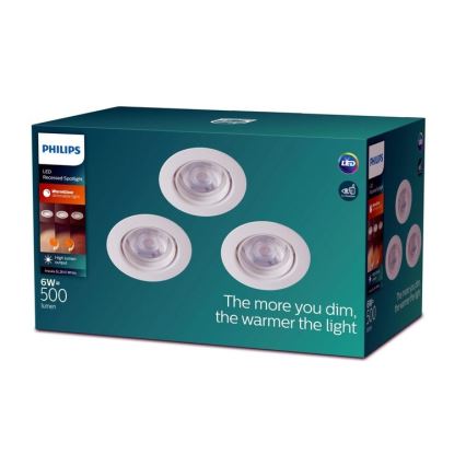 Philips -CONJUNTO 3xFoco de encastrar LED IMPALA Warm Glow LED/6W/230V