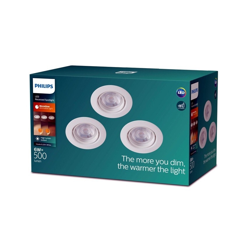 Philips -CONJUNTO 3xFoco de encastrar LED IMPALA Warm Glow LED/6W/230V