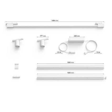 Philips - CONJUNTO 3xFoco para sistema de carril LED RGB com regulação Hue PERIFO LED/39,9W/230V 2000-6500K