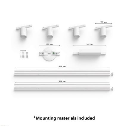 Philips  - CONJUNTO 4xIluminação para sistema de carril LED RGB com regulação Hue PERIFO LED RGB/20,8W/230V 2000-6500K