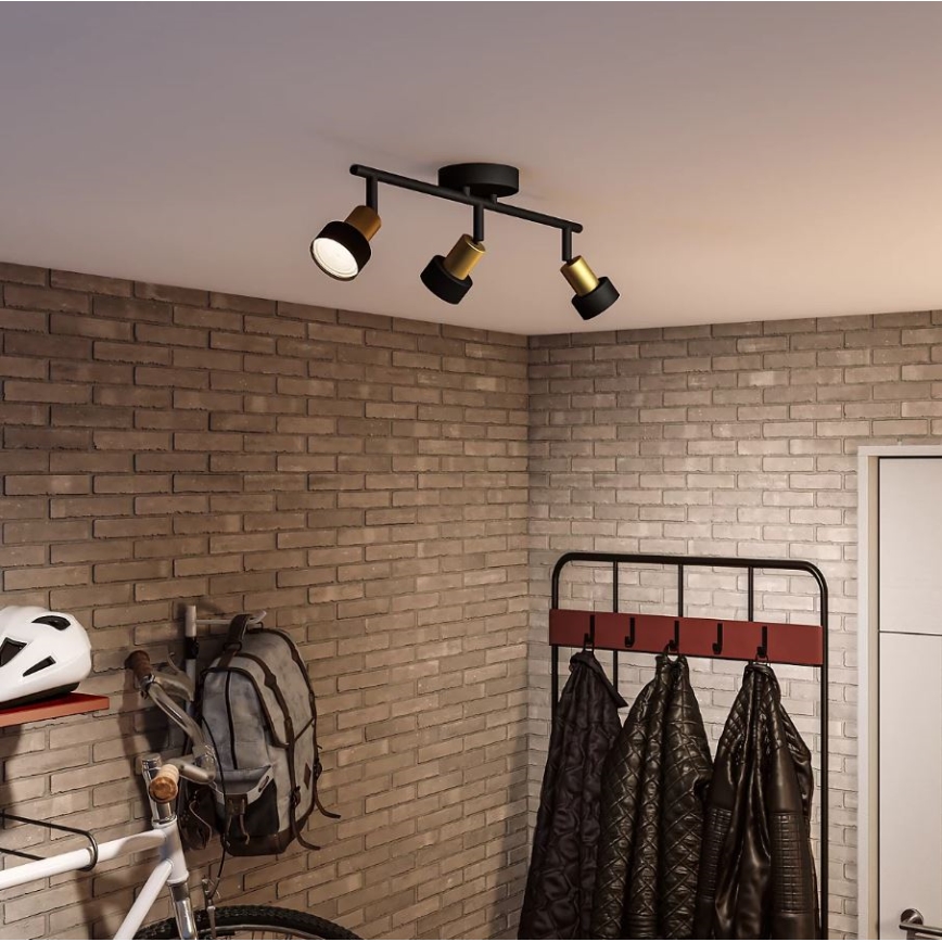 Philips - Foco CONDUIT 3xGU10/5W/230V preto/latão