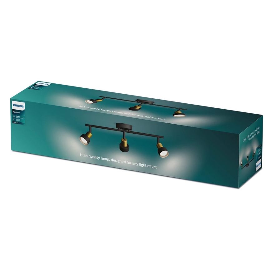 Philips - Foco CONDUIT 3xGU10/5W/230V preto/latão